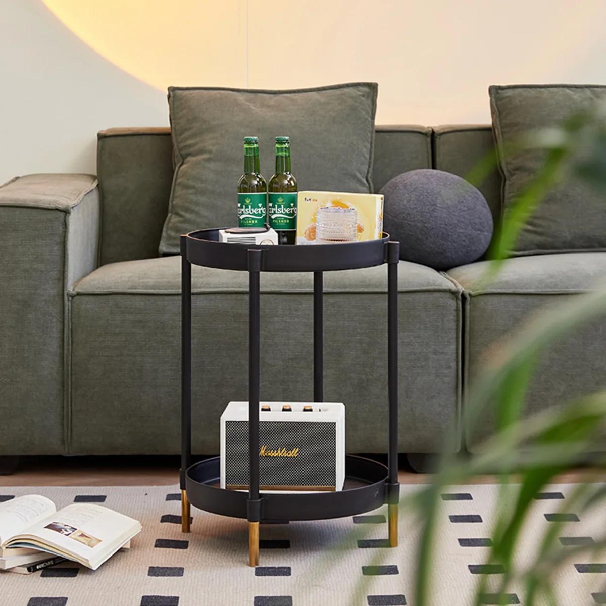 2 Tier Side Table With Wheels Storage Trolley for Balcony, Study Room, Sofa - Image 6