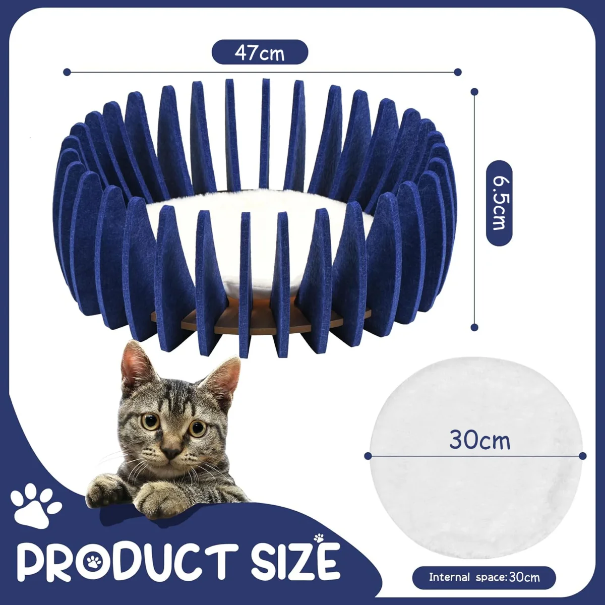 Stylish Felt Cat House with Plush Mat - Image 4